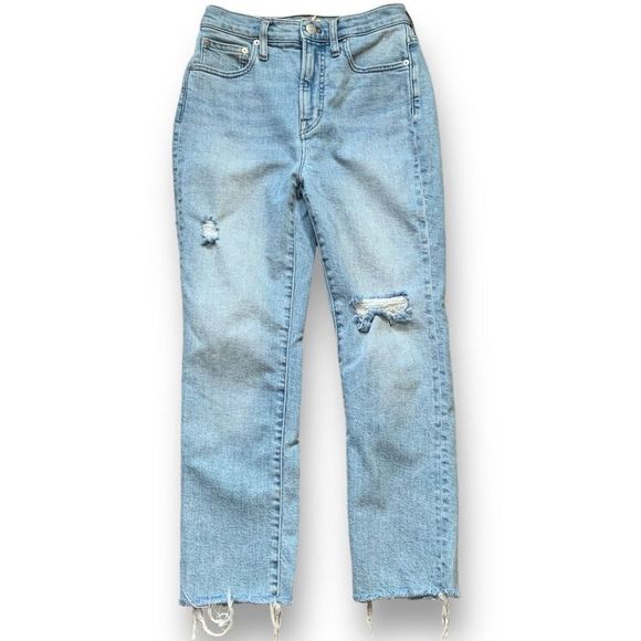 Madewell The Perfect Vintage Jean Light Wash High Rise Mom Distressed Hem Petite - Picture 5 of 11